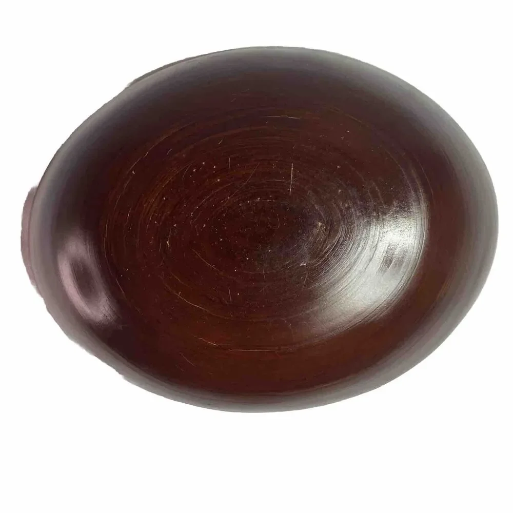 VTG Bamboo Dough Bowl Decor Serving Oval Carved Wood Grain Boho Cottage Gorpcore